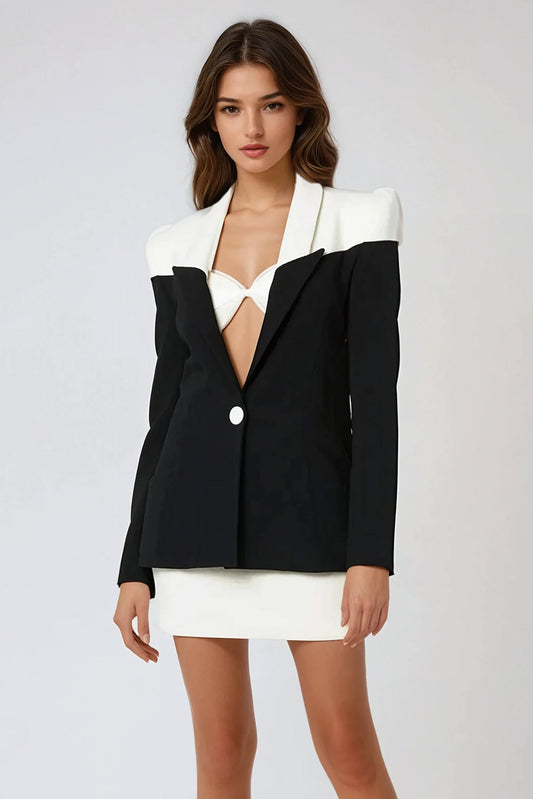 Two-Piece Set with Blazer and Mini Skirt - Black