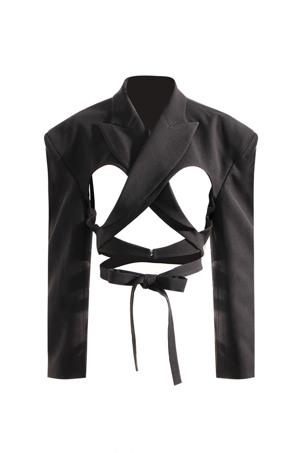 Structured Blazer with Cutout Design - Black