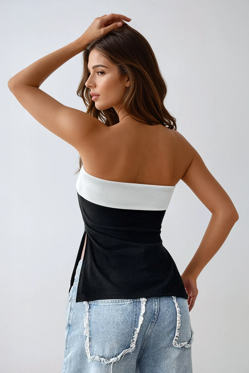 Strapless Fitted Bandeau Top - Black