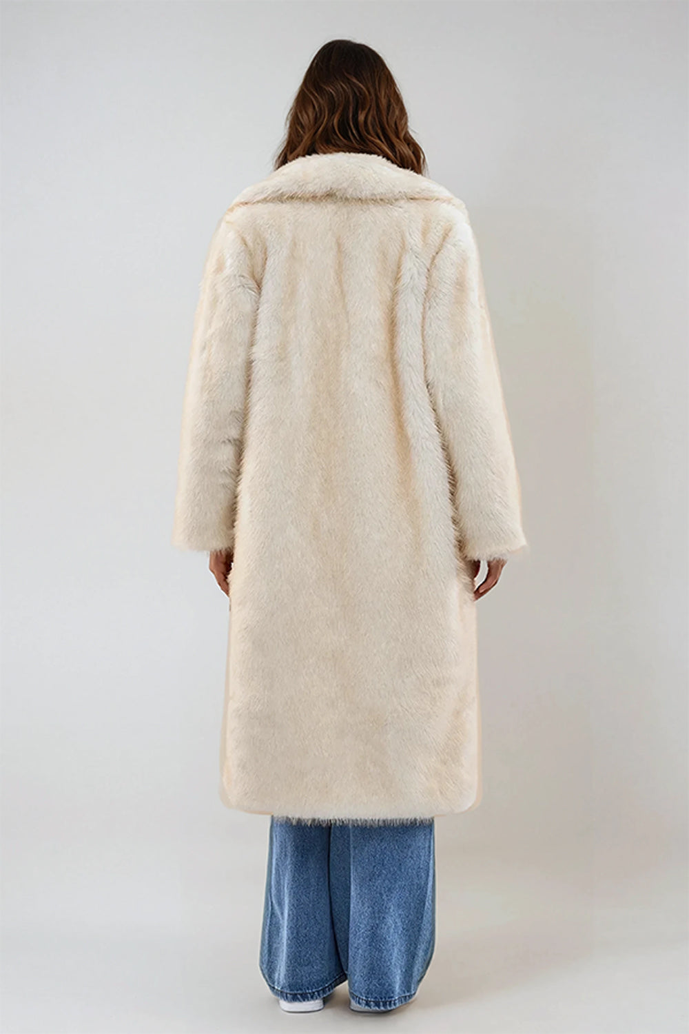 Longline Faux Fur Coat - White