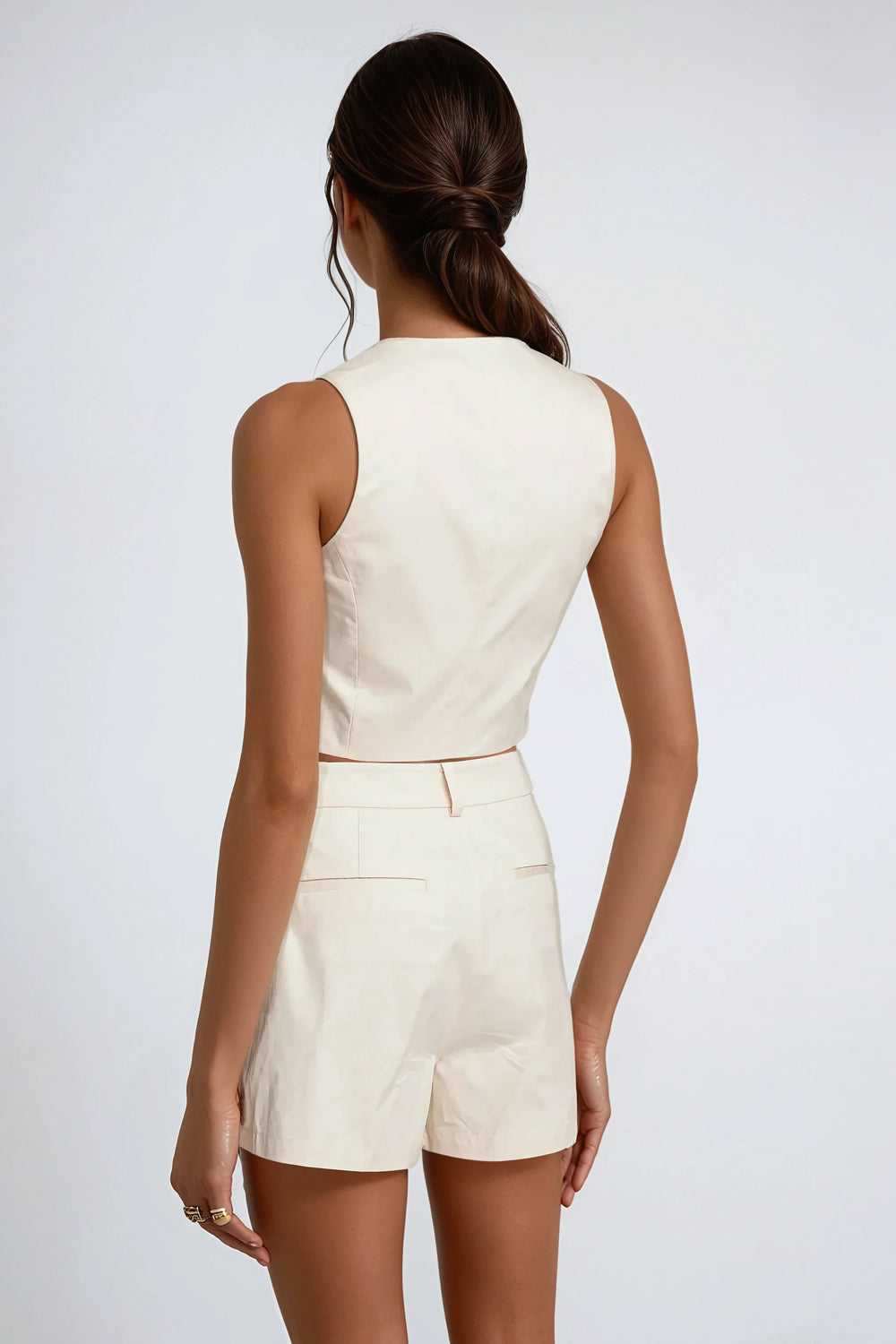 Rose Detail Sleeveless Vest - White