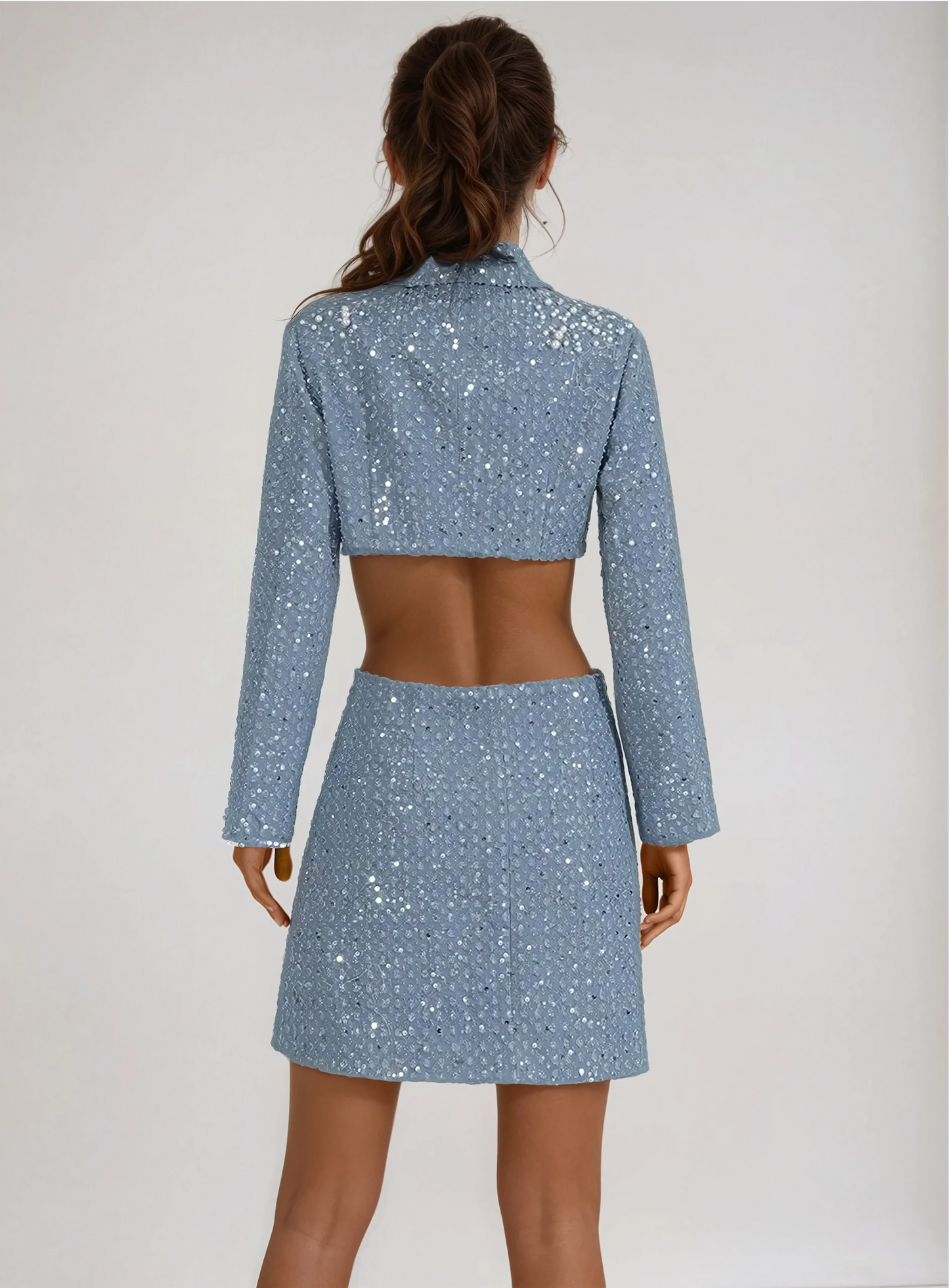 Long Sleeve Cutout Blazer Mini Dress - Blue