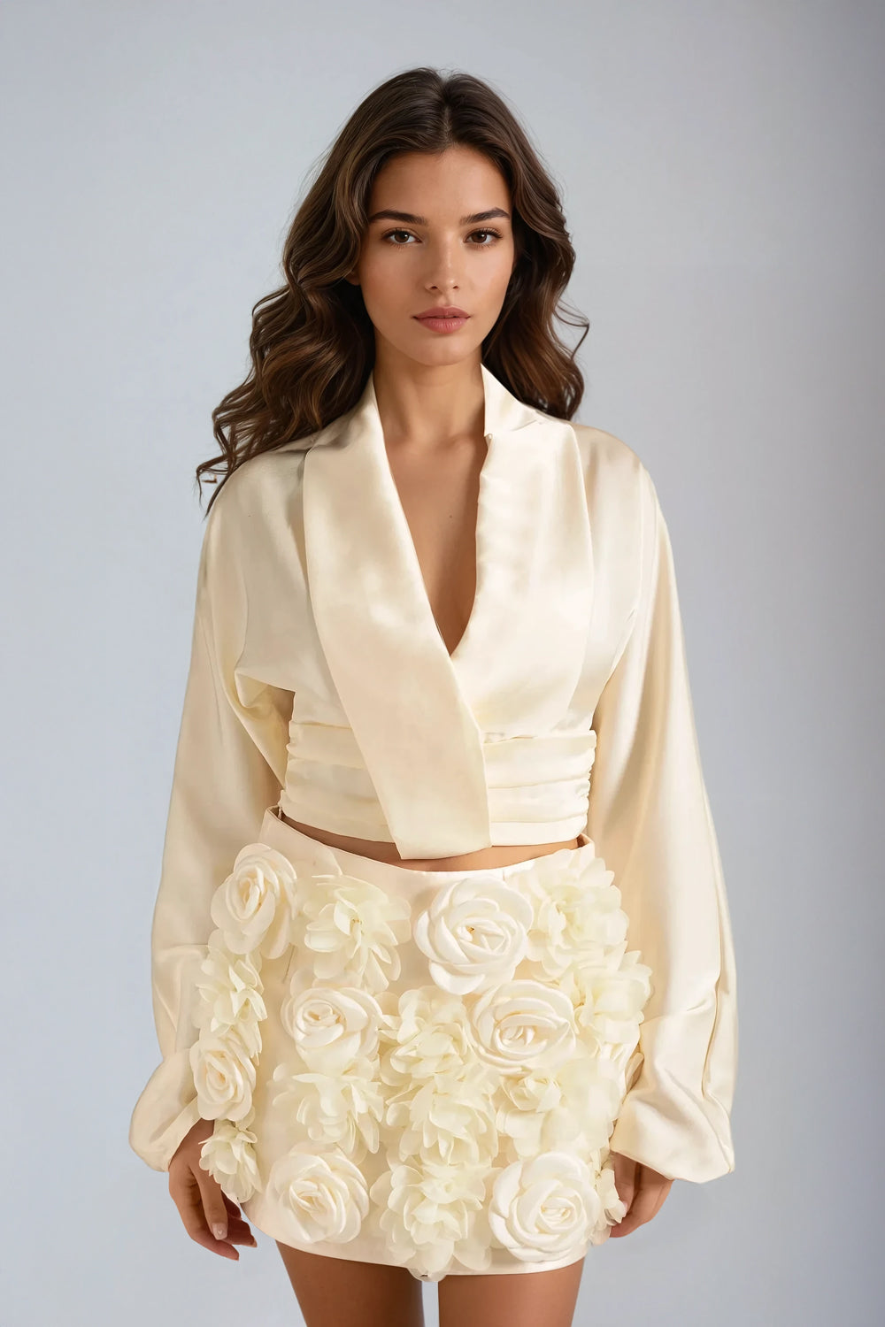 Off-Shoulder Long Sleeve Mini Dress - White
