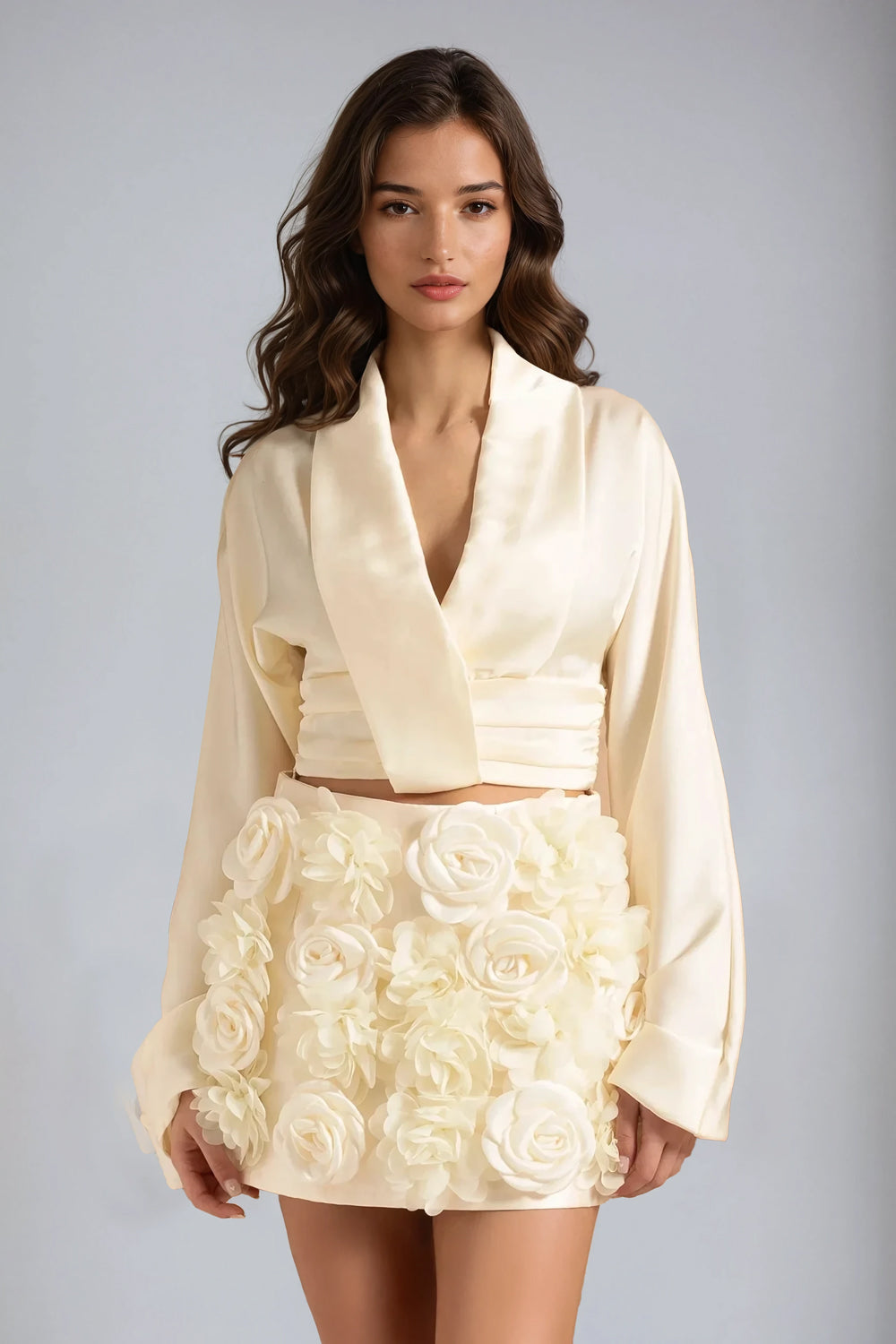 Off-Shoulder Long Sleeve Mini Dress - White