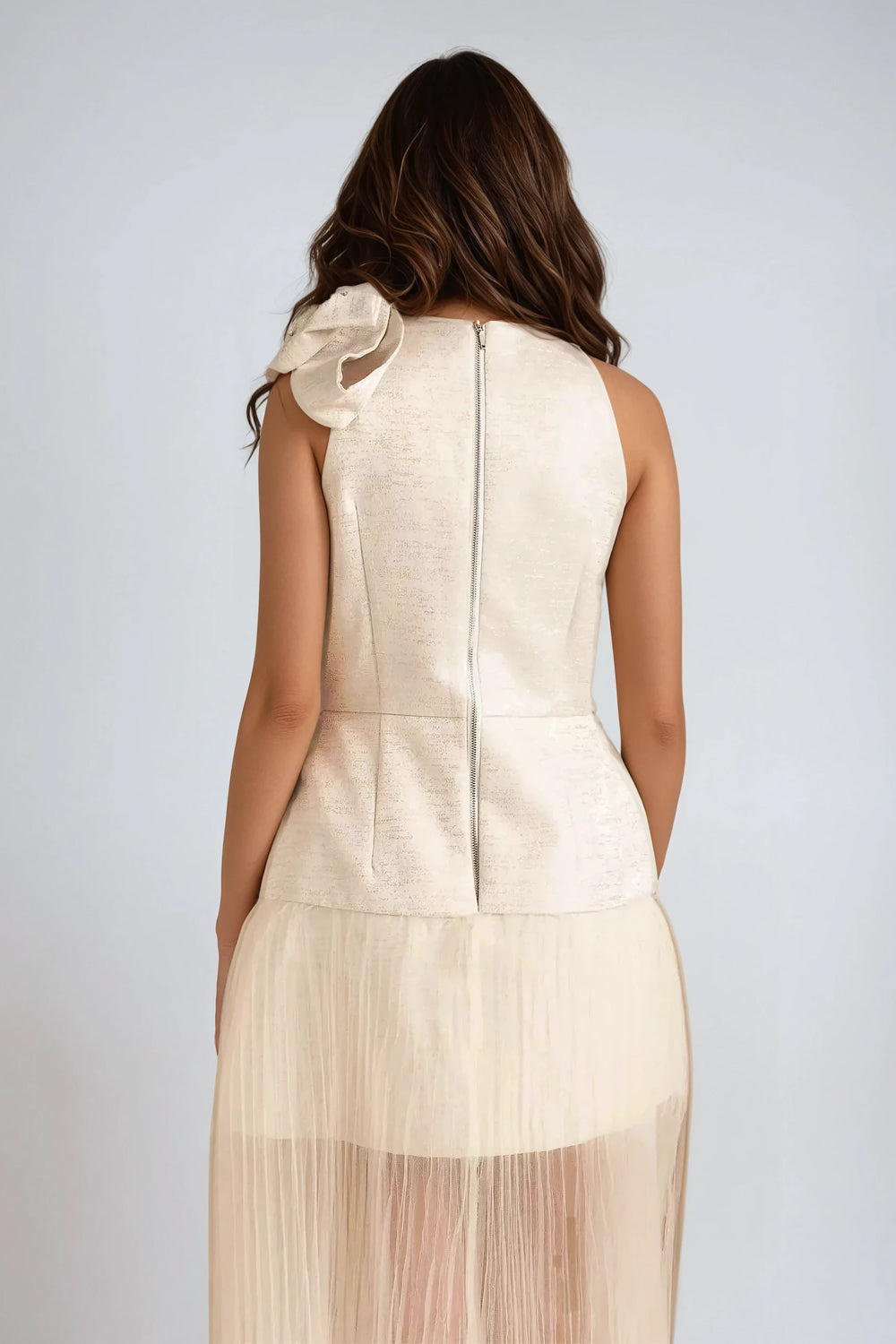 Sleeveless Bow Detail Maxi Dress - White