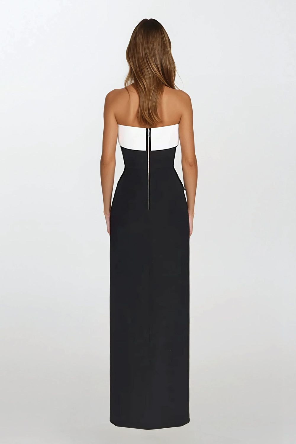 Strapless Maxi Dress with Metallic Detail - Black