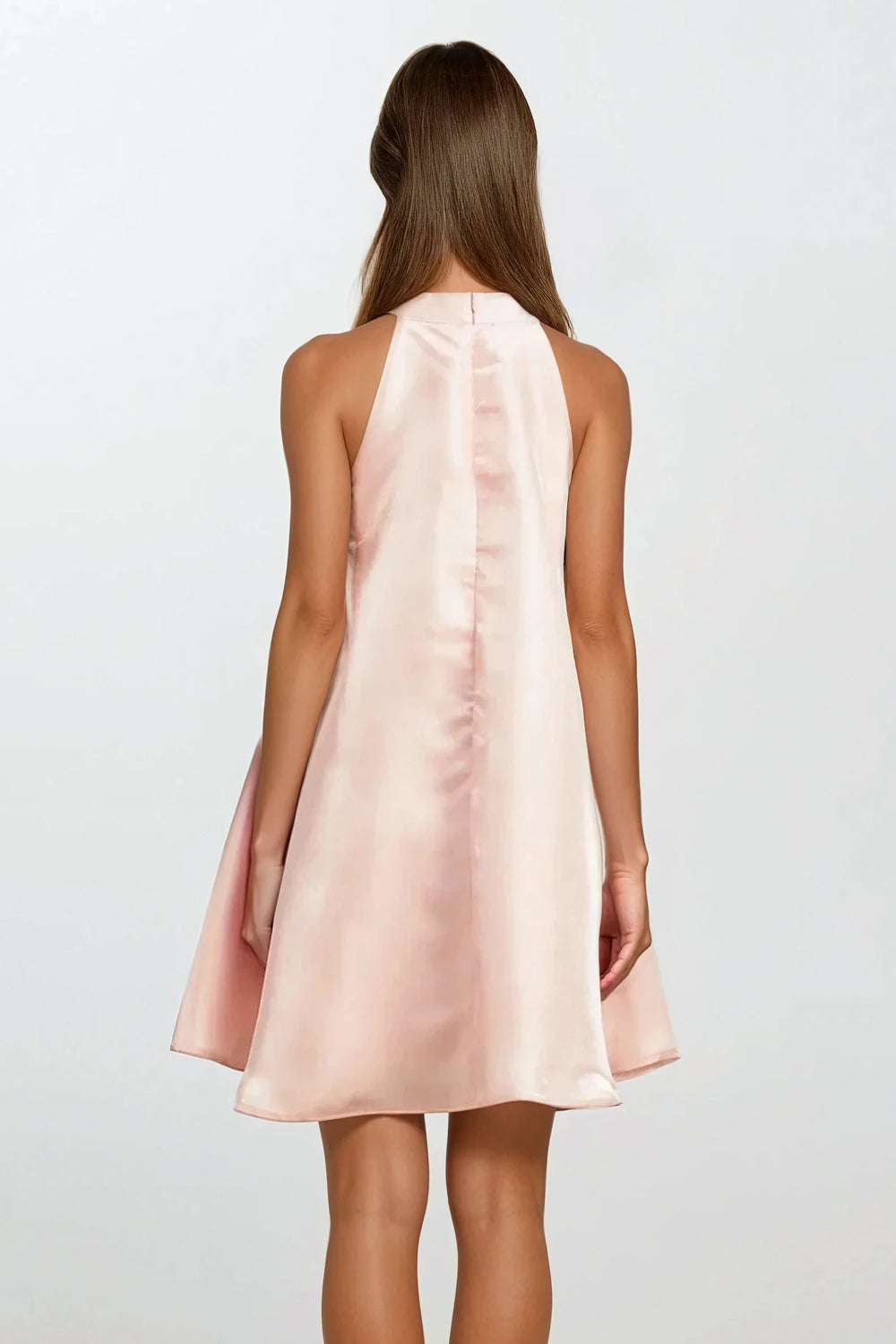 Sleeveless A-Line Mini Dress with 3D Floral and Pearl Accents - Pink