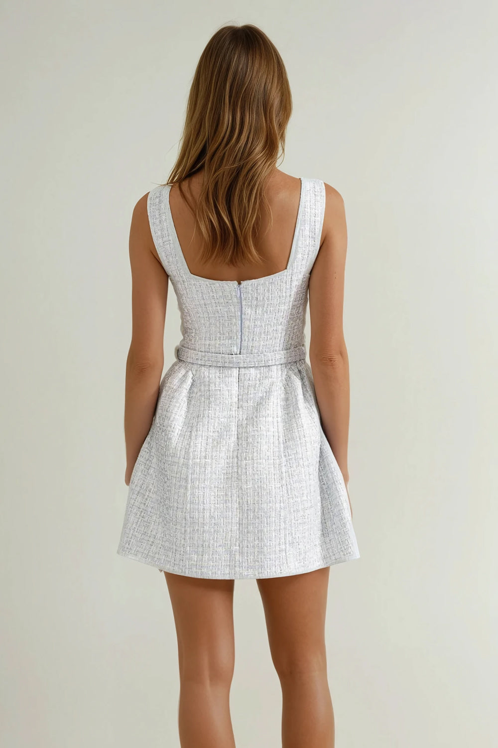 Sleeveless Button Detail Mini Dress - Blue
