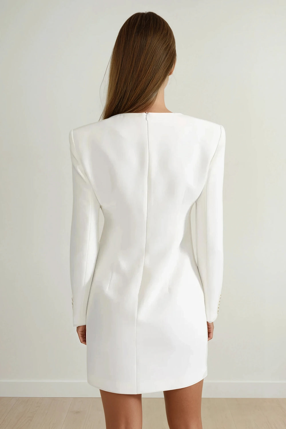 Mini Dress with Floral Beadwork Detail - White