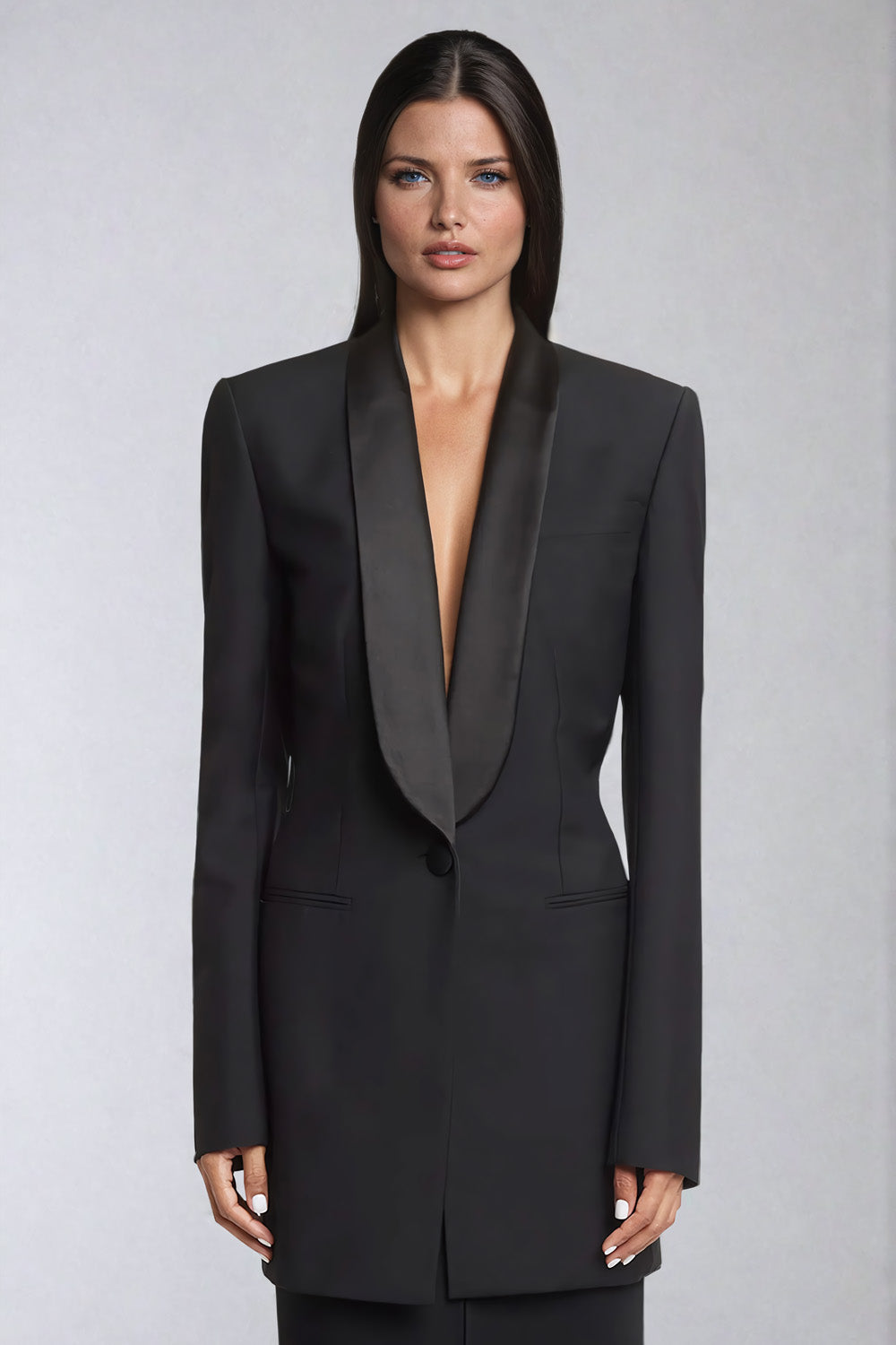 Blazer with Plunging Back Design - Black