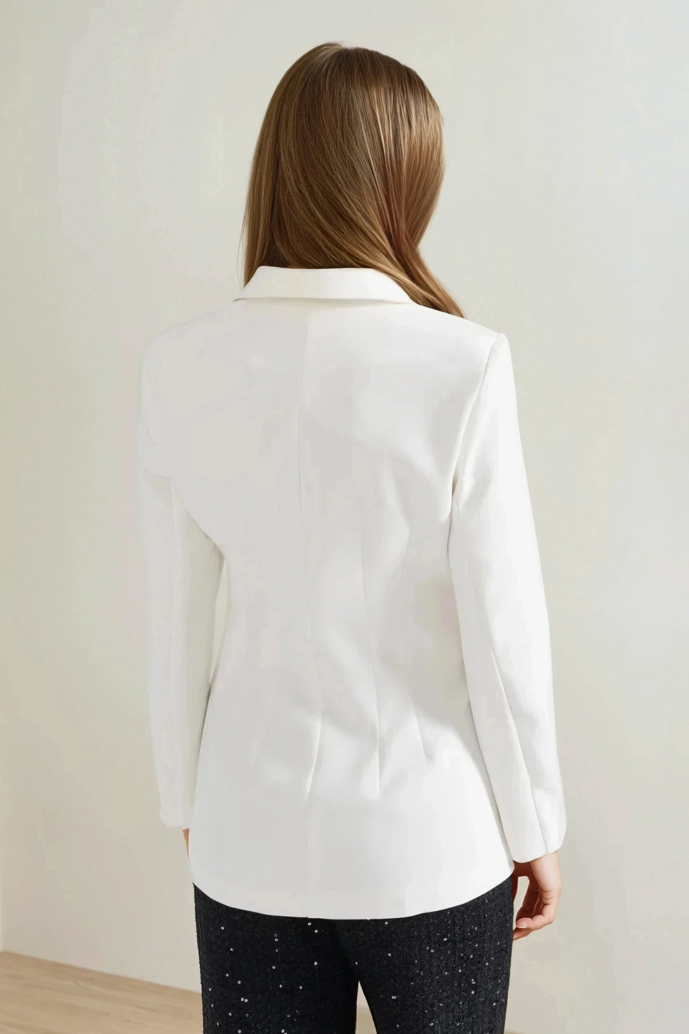 Tailored Blazer with Strap Detail and Flap Pockets - White
