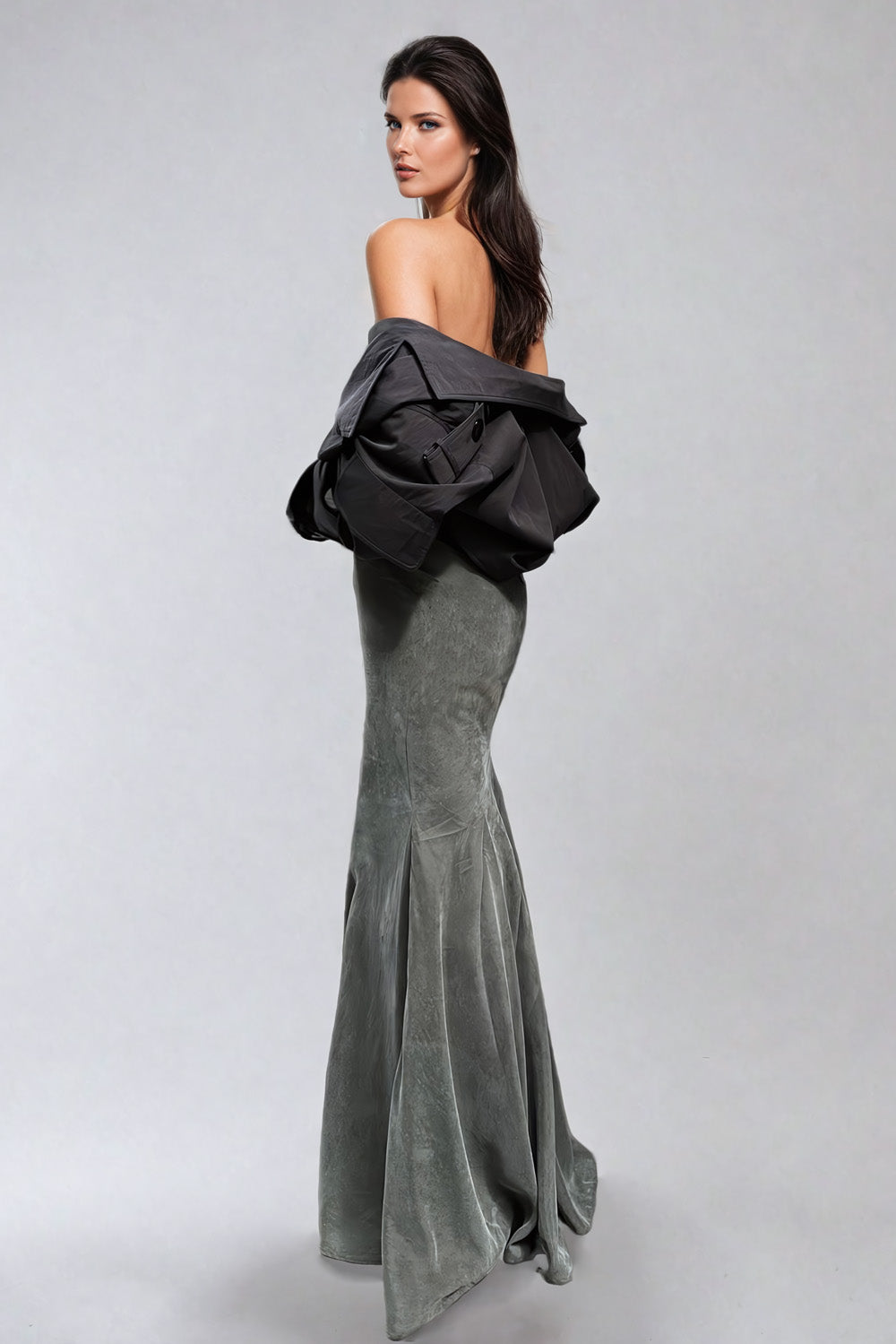 Mermaid Maxi Skirt with Flared Hem - Green