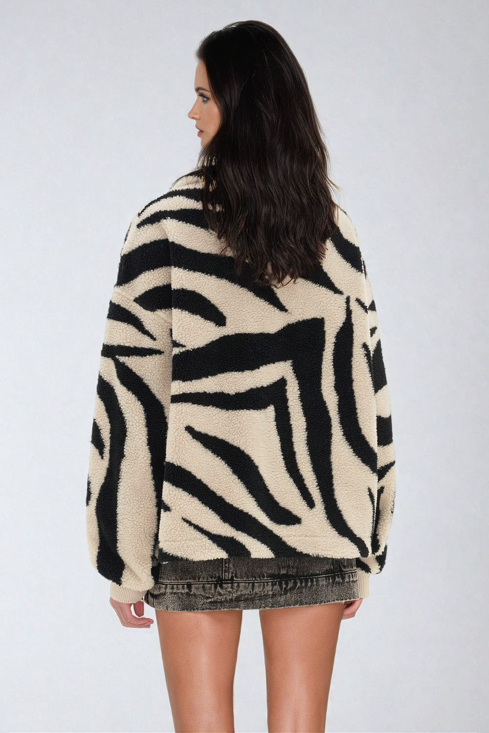 Oversized Jacket with Bold Graphic Design - White