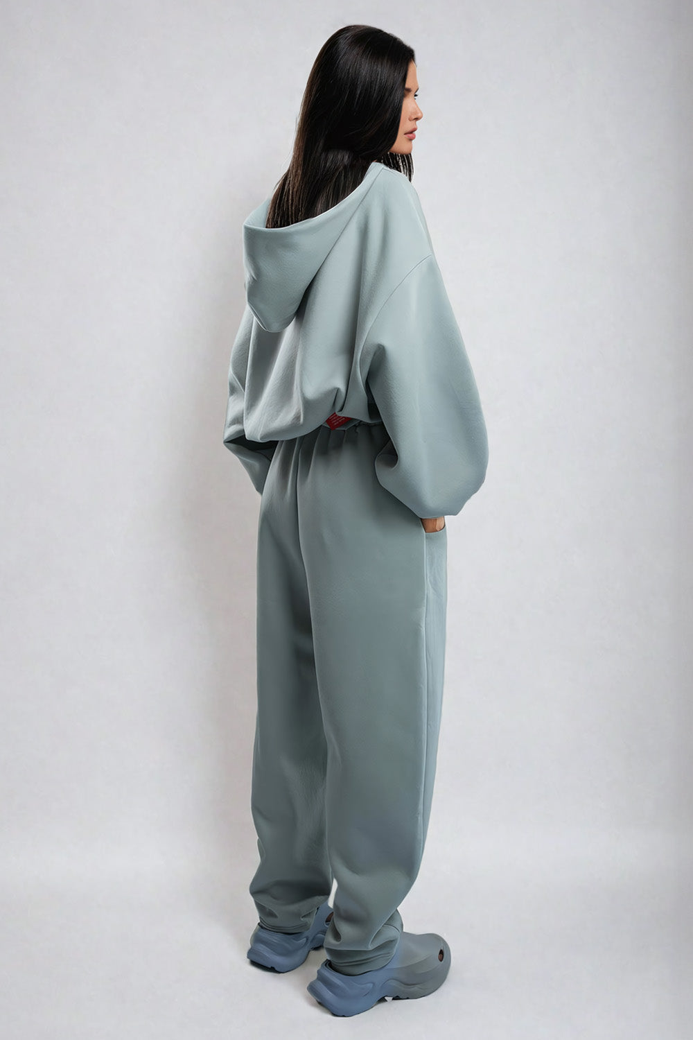 Two-Piece Set with Oversized Hoodie and Trousers - Blue