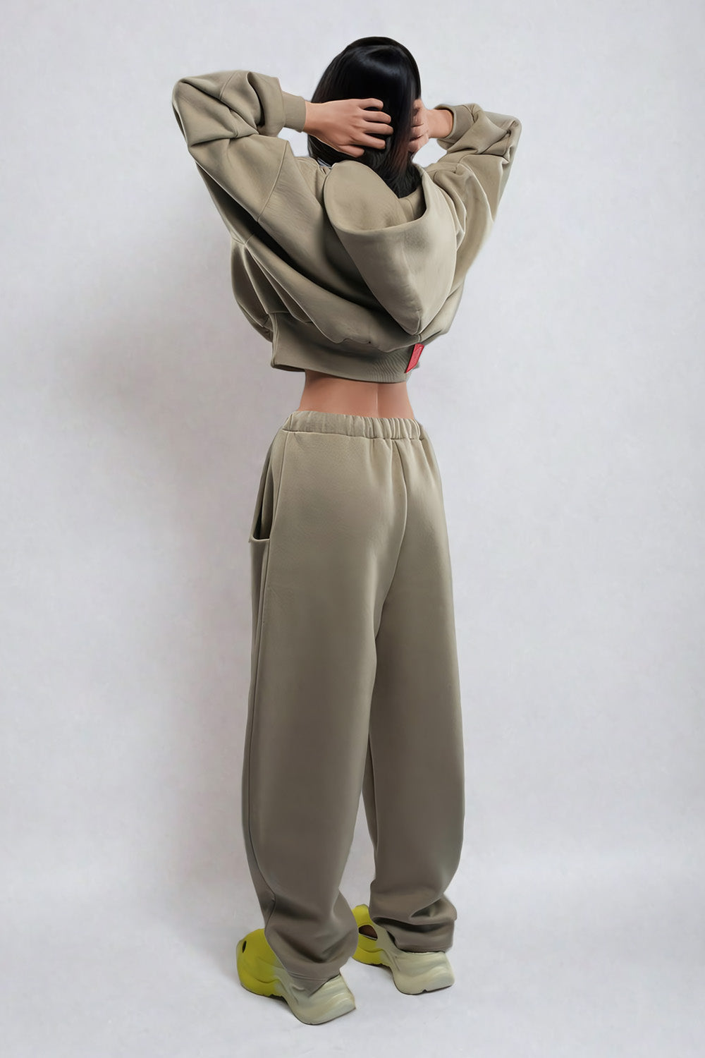 Two-Piece Set with Oversized Hoodie and Trousers - Light Brown