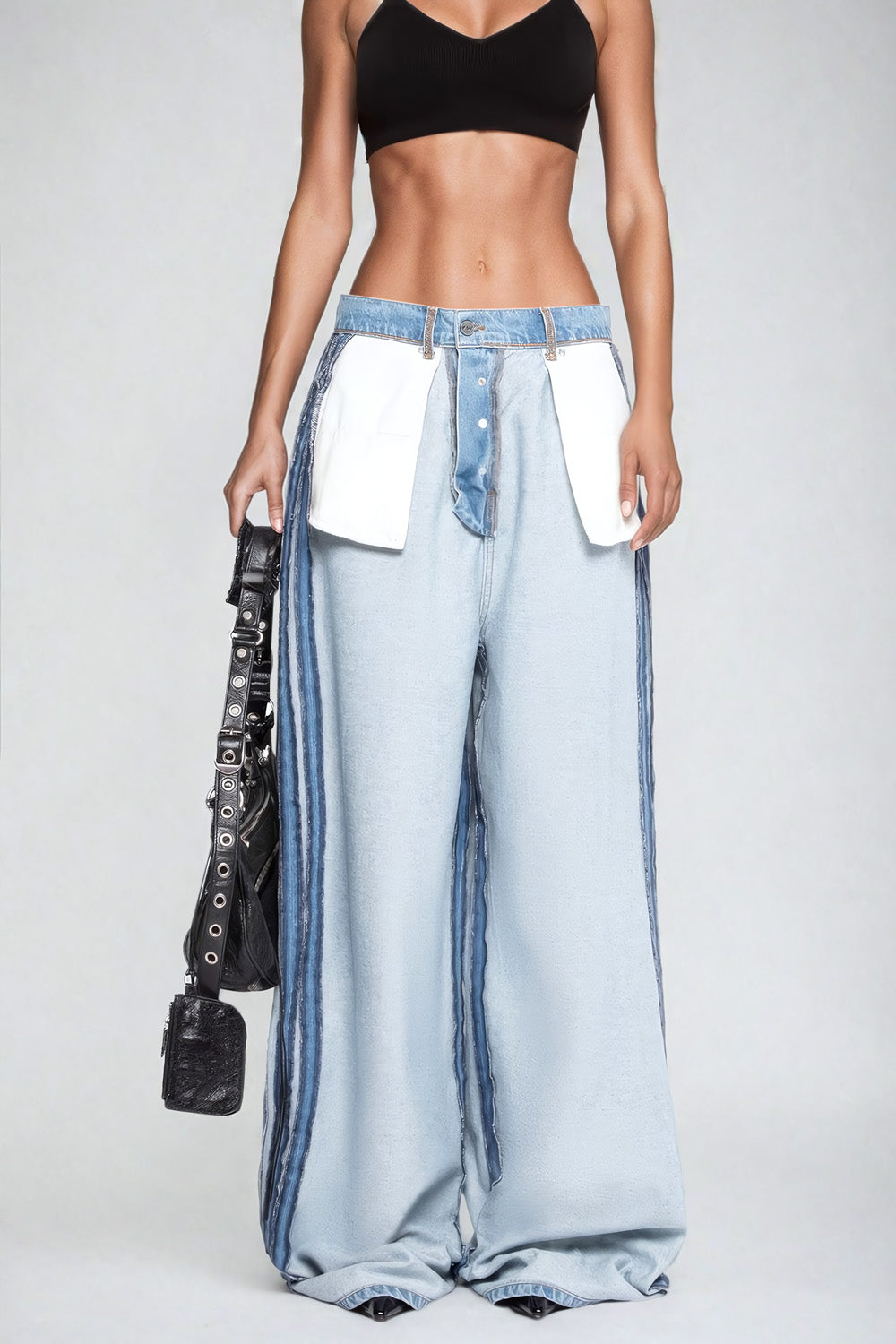 Upside-Down Inspired High-Waisted Wide-Leg Jeans - Blue