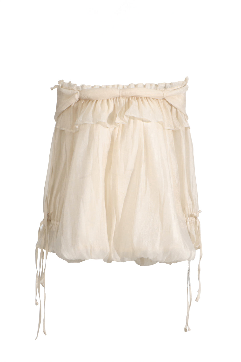 Off-Shoulder Ruffle Trim Top - Beige