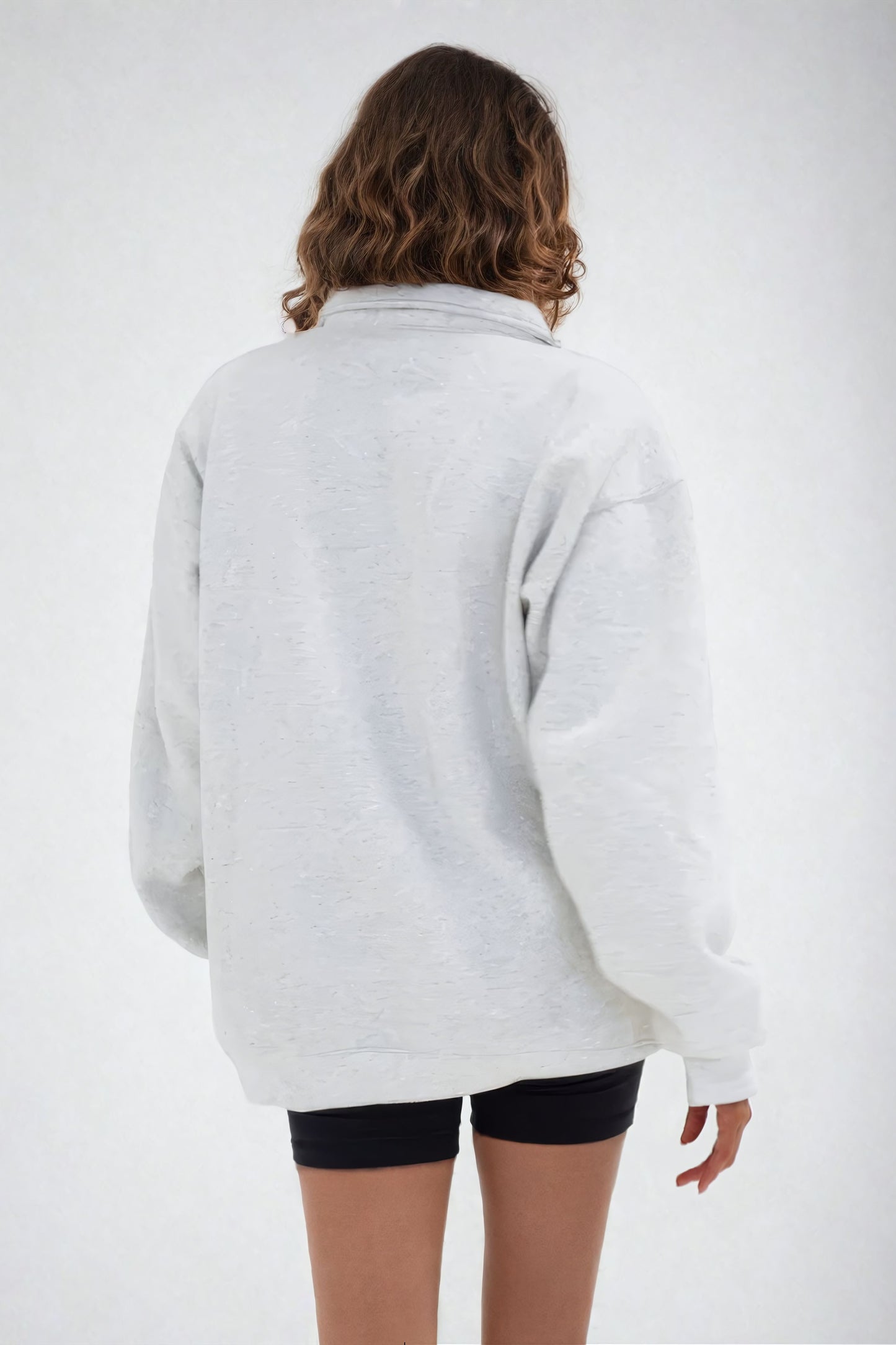 Collared Oversized Pullover Sweater - Gray