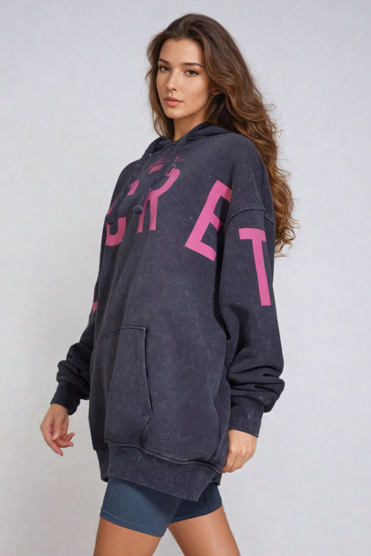 Oversized Hoodie with Front Pocket - Blue