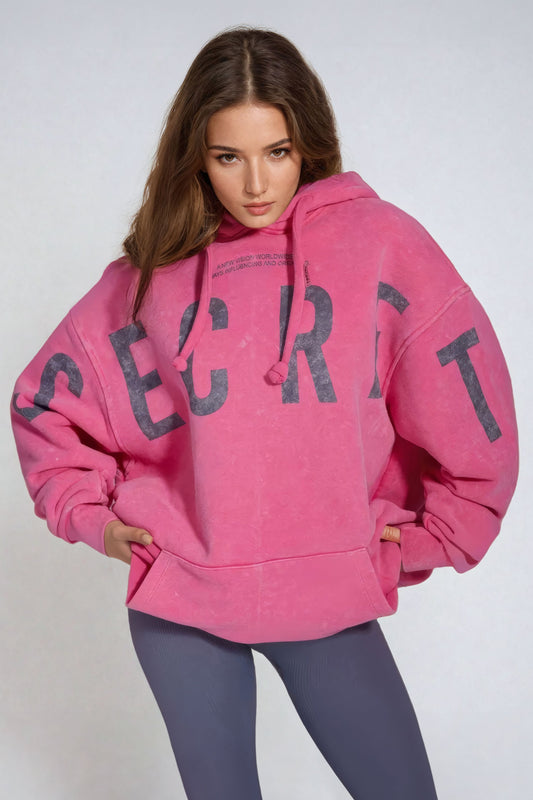 Oversized Hoodie with Front Pocket - Pink