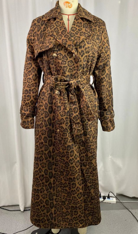 Double-Breasted Trench Coat with Waist Belt - Dark Brown