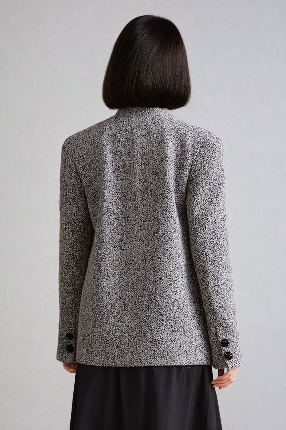 Double-Breasted Longline Coat with Belted Detail - Gray