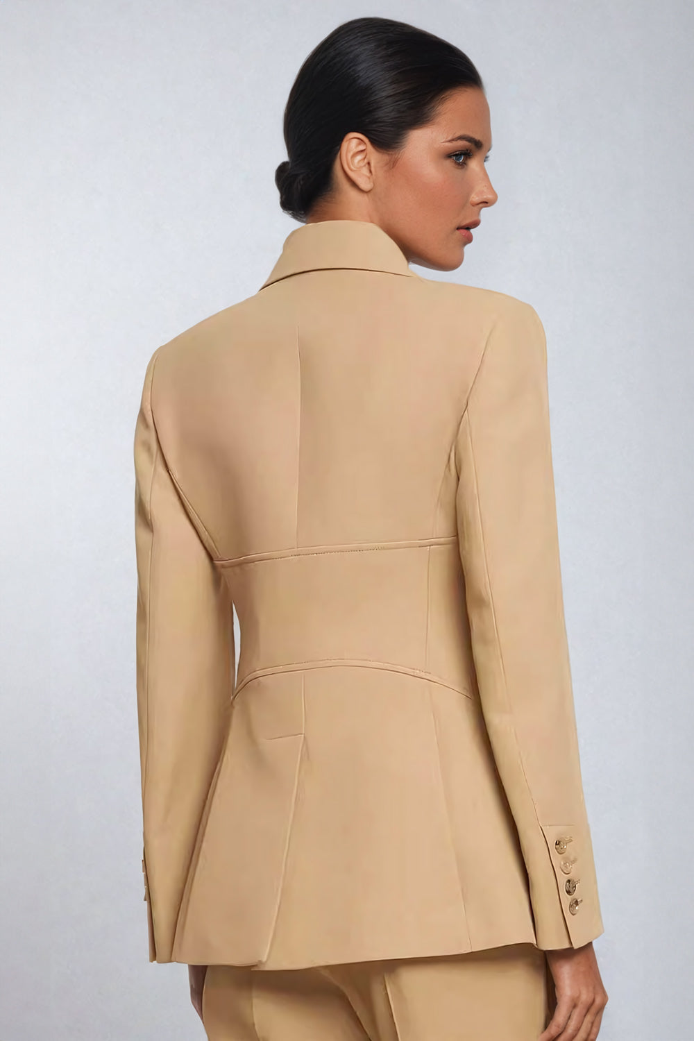 Belted Blazer with Pocket Detail - Beige