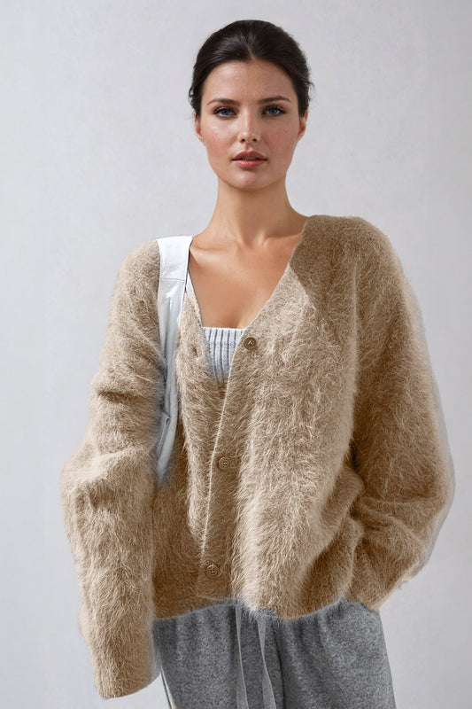 Knitted Fur Sweater - Brown