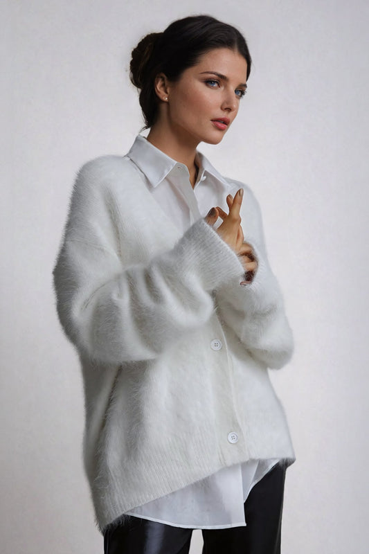 Knitted Fur Sweater - White