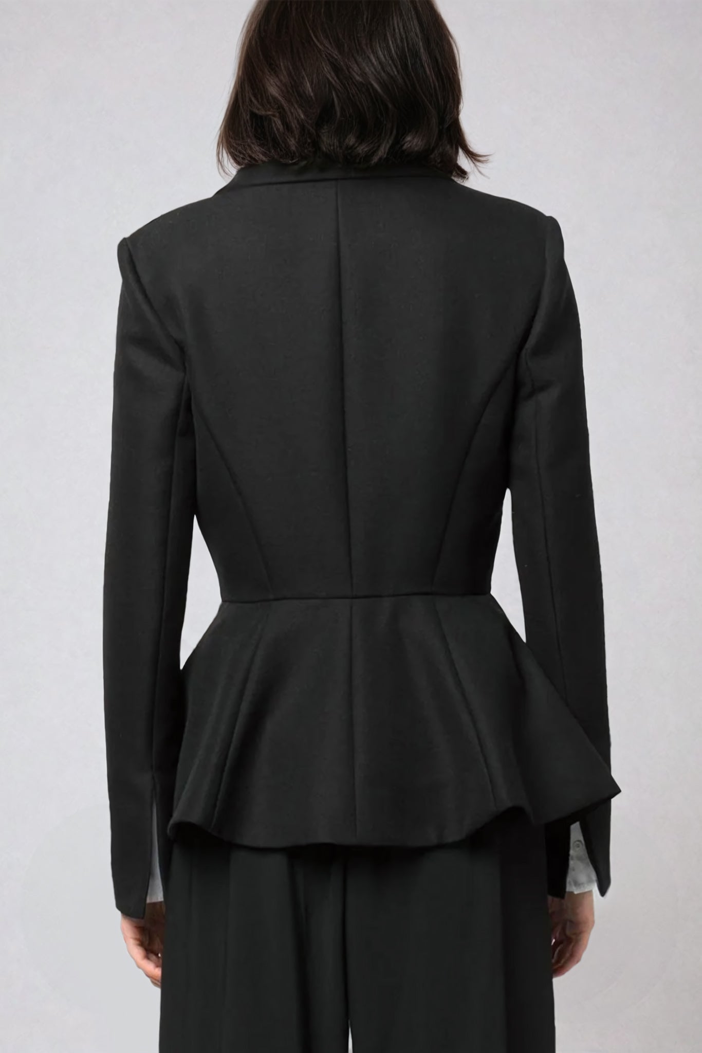 Structured Asymmetrical Blazer with Draped Shoulder Detail - Black