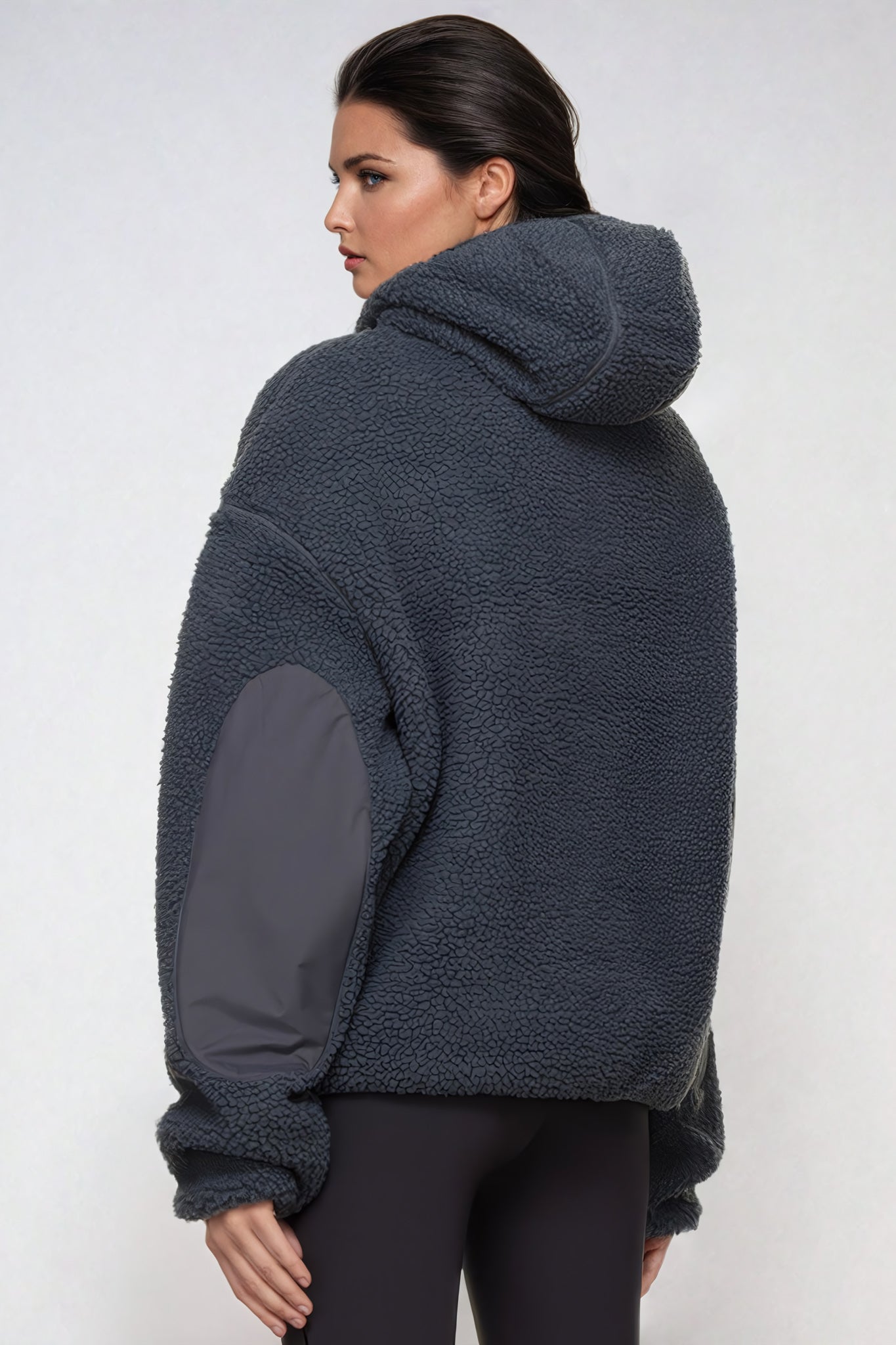 Oversized Hoodie Jacket with Front Pocket - Blue