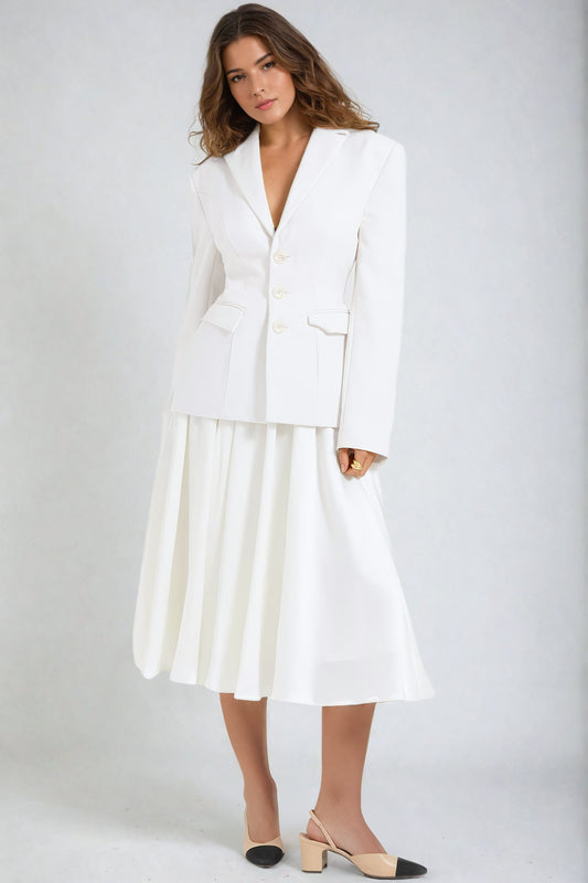 Structured Button-Down Blazer - White