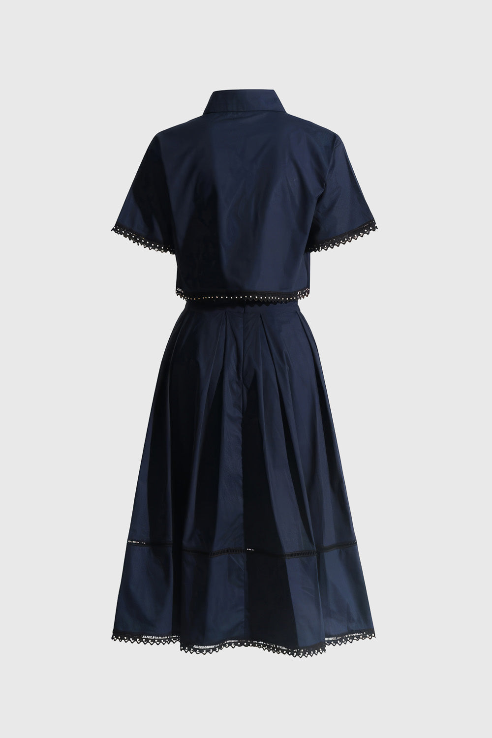 Lace Detail Two-Piece Set - Navy