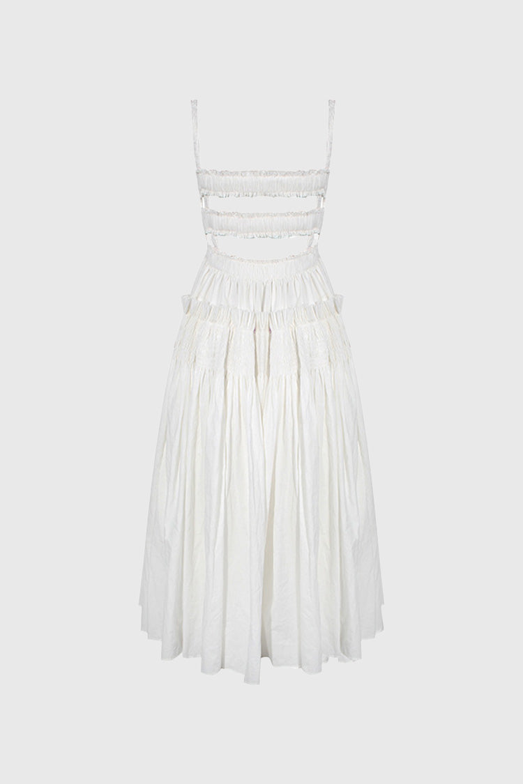 Maxi Dress with Square Neck - White