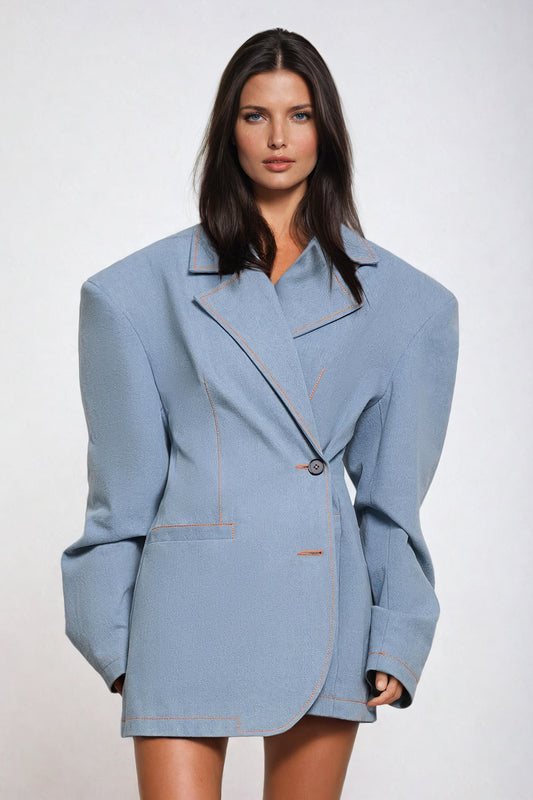 Structured Oversized Blazer - Blue