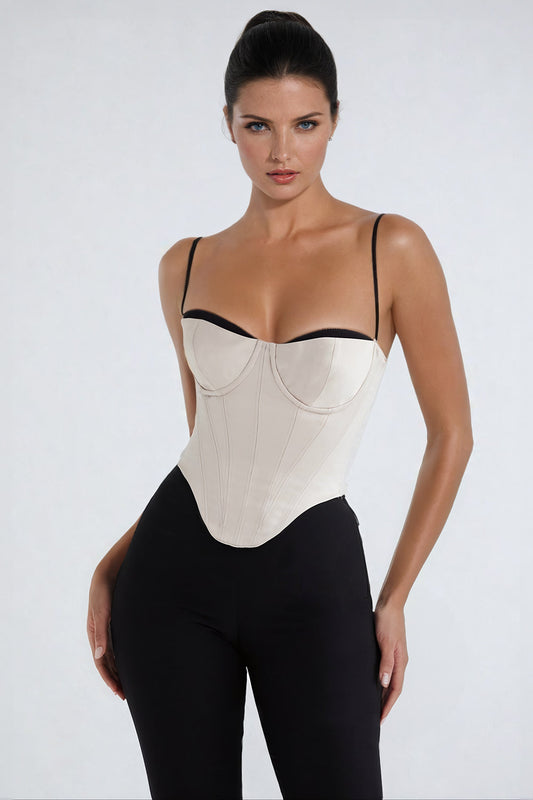 Structured Sleeveless Corset Top - White