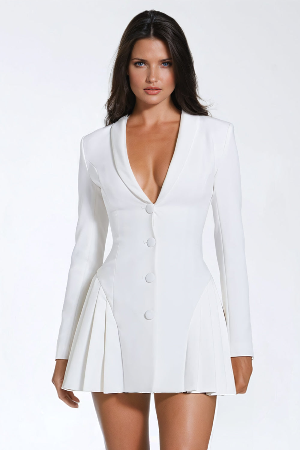 Mini Tailored Blazer Dress - White