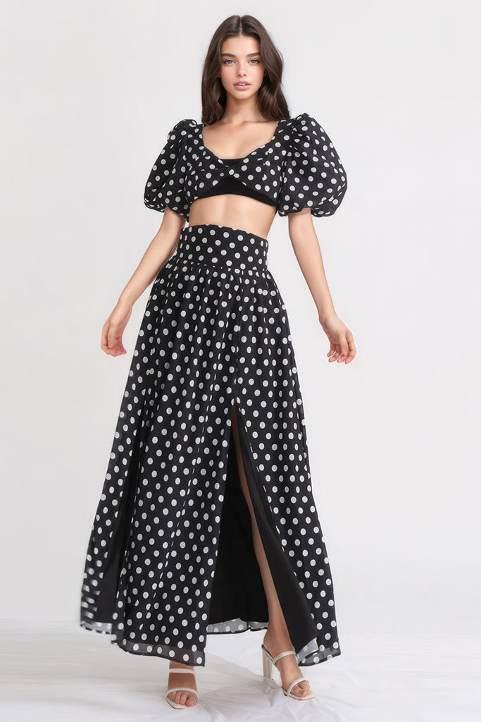 Polka Dot 2-Piece Set - Black