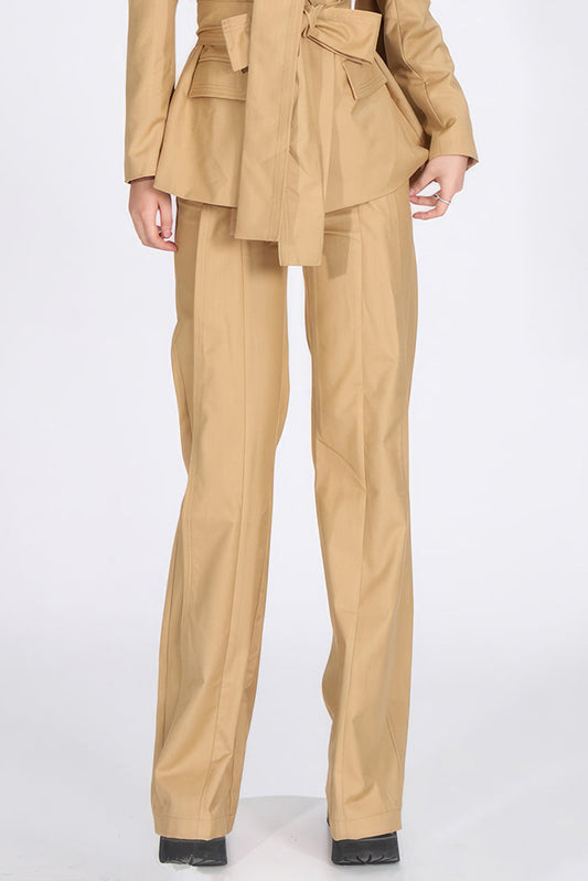 High Waisted Wide Trousers - Mustard