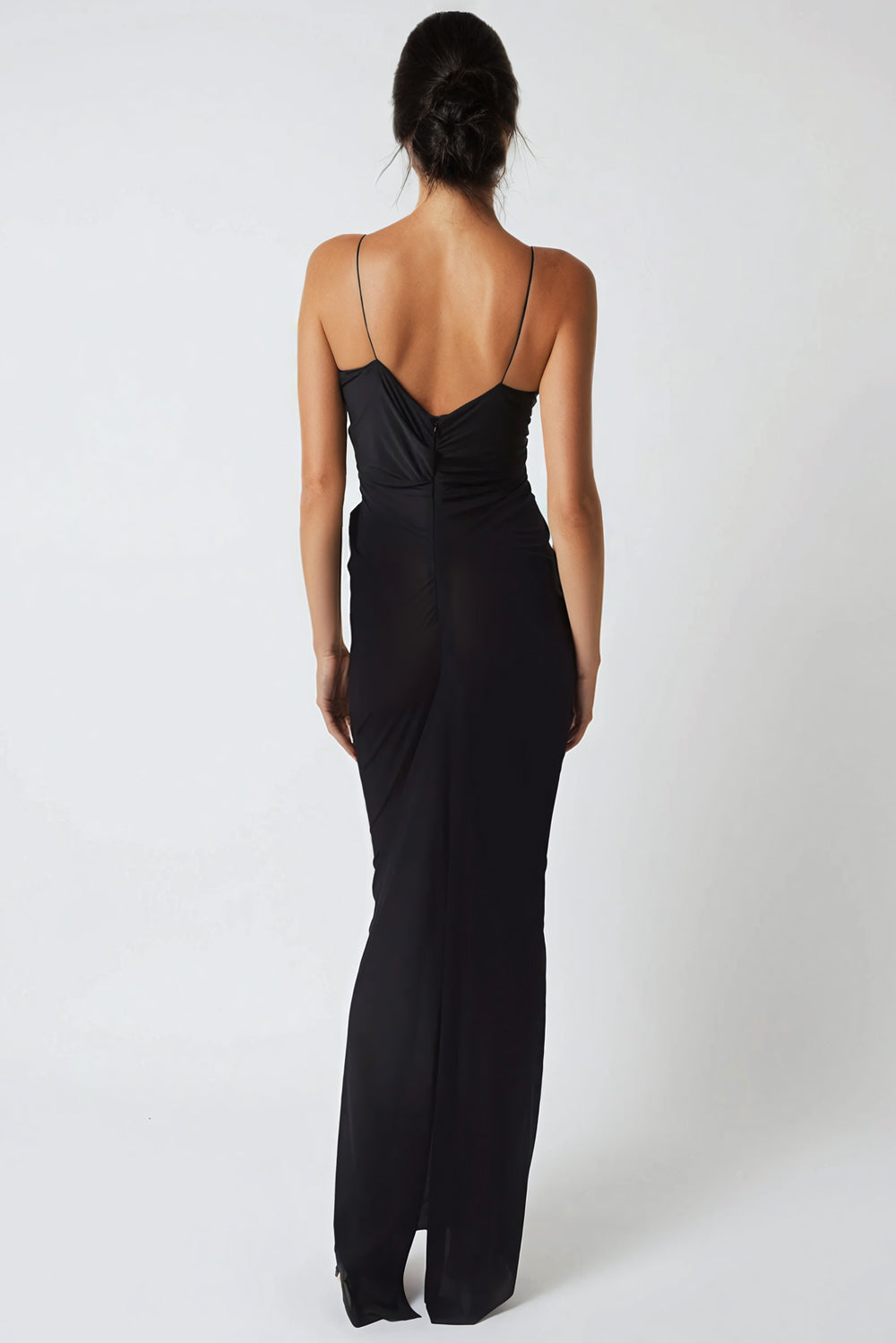 Maxi Dress with Sophisticated Front Cutouts - Black