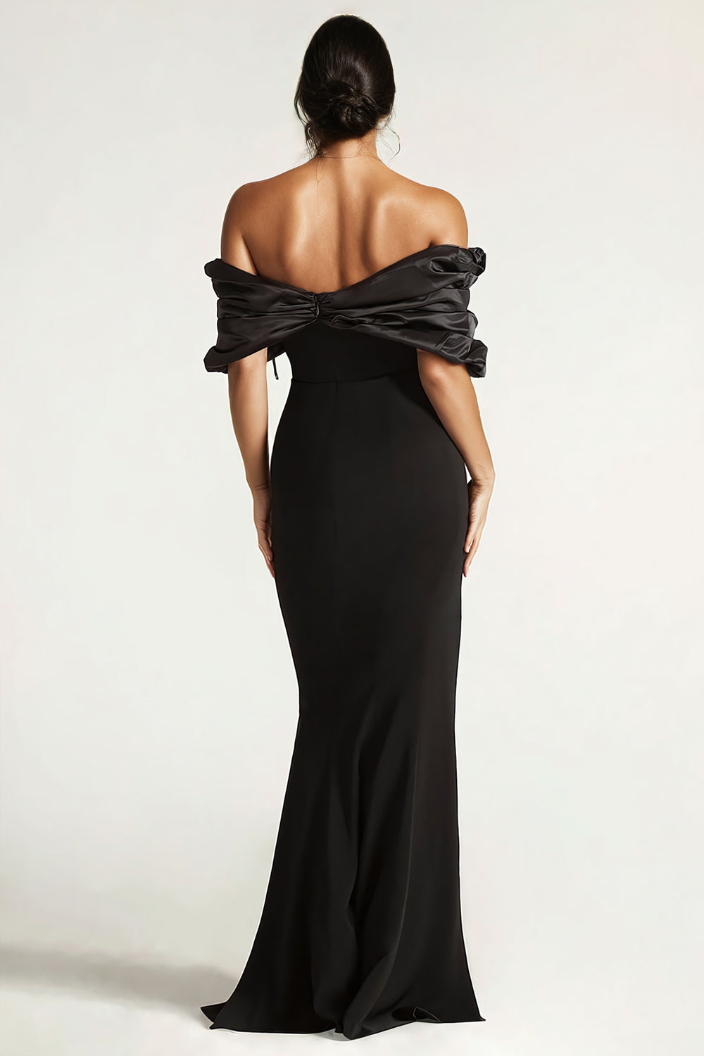 Off-Shoulder Draped Maxi Dress - Black