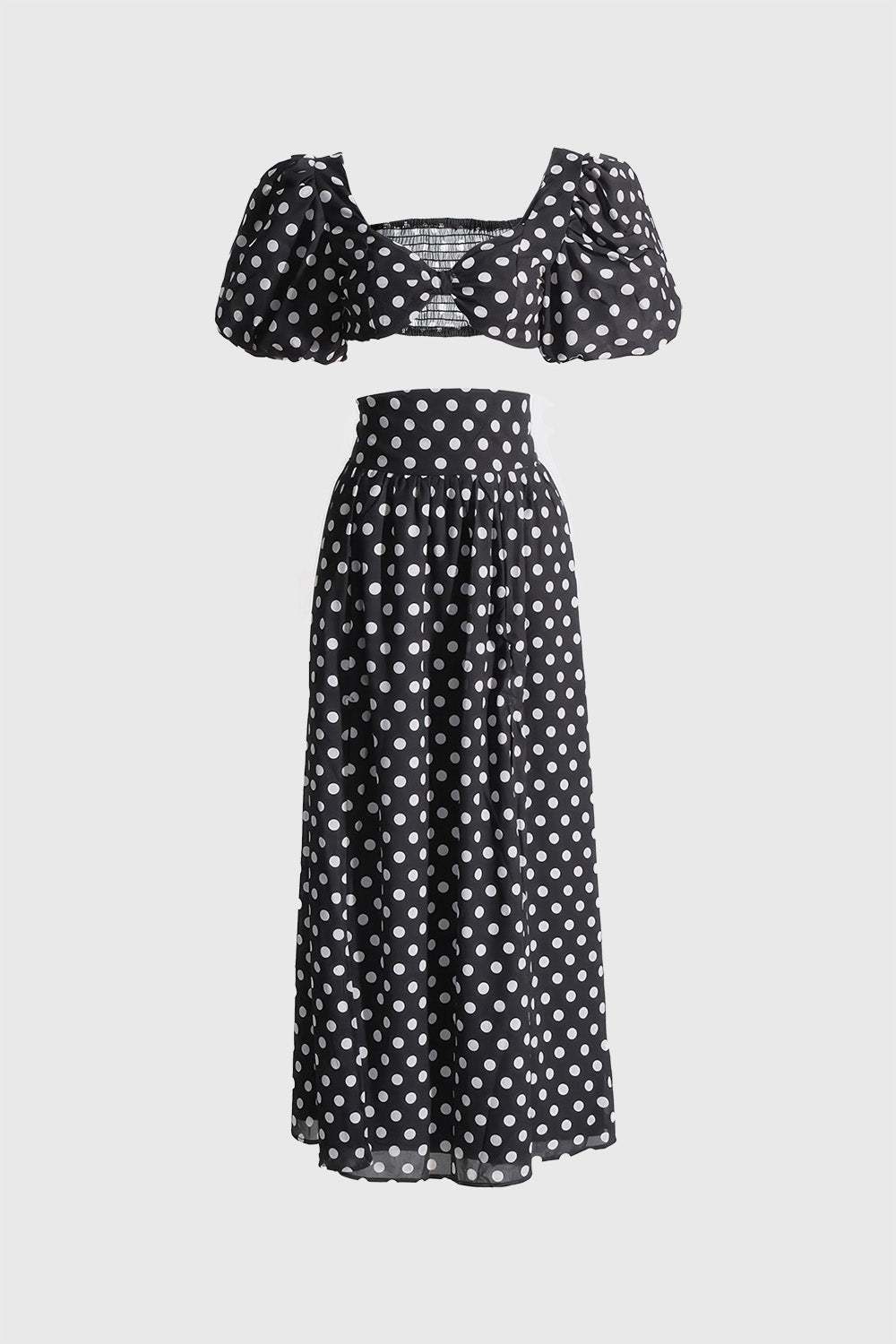 Polka Dot 2-Piece Set - Black