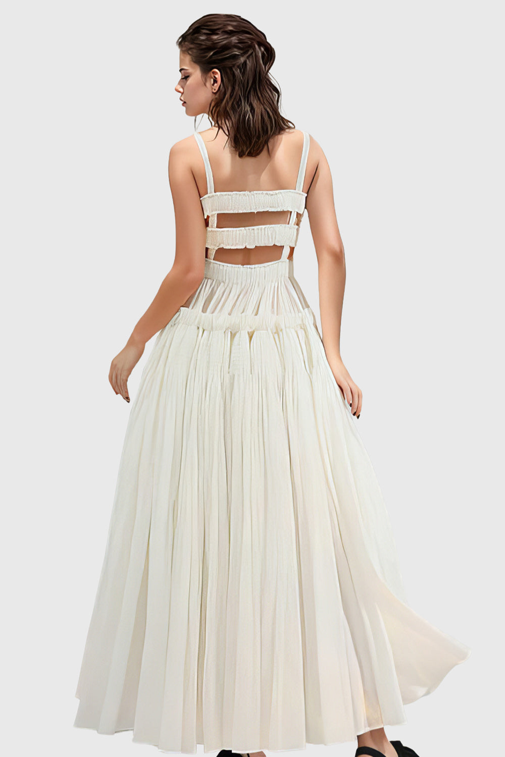 Maxi Dress with Square Neck - White