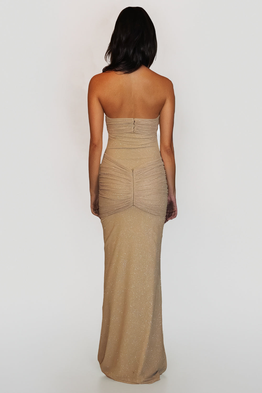 Shimmer Tube Maxi Dress - Beige