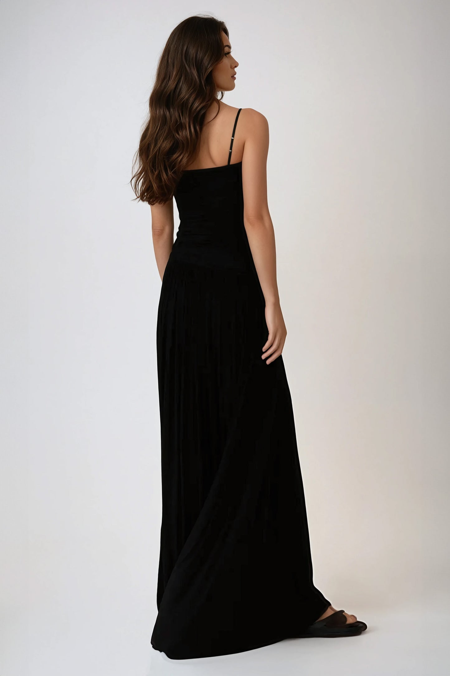 Strapless Ruched Jersey Maxi Dress - Black