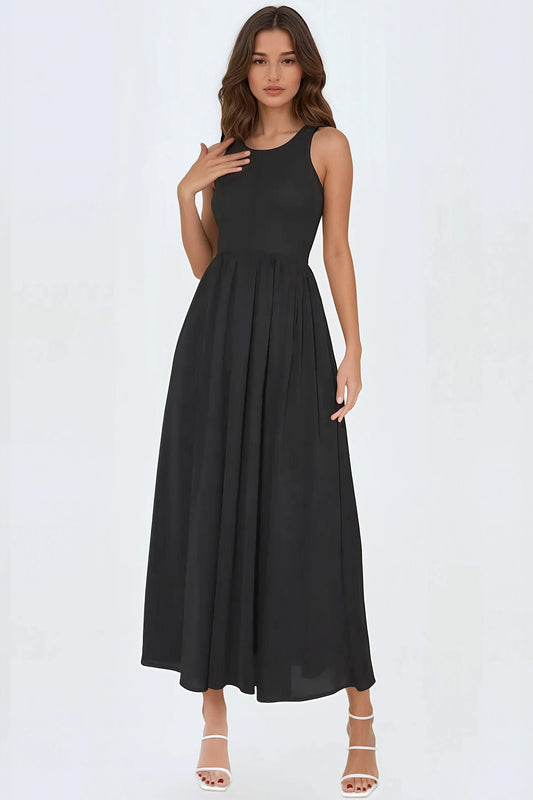 Sleeveless Flowy Maxi Dress - Black