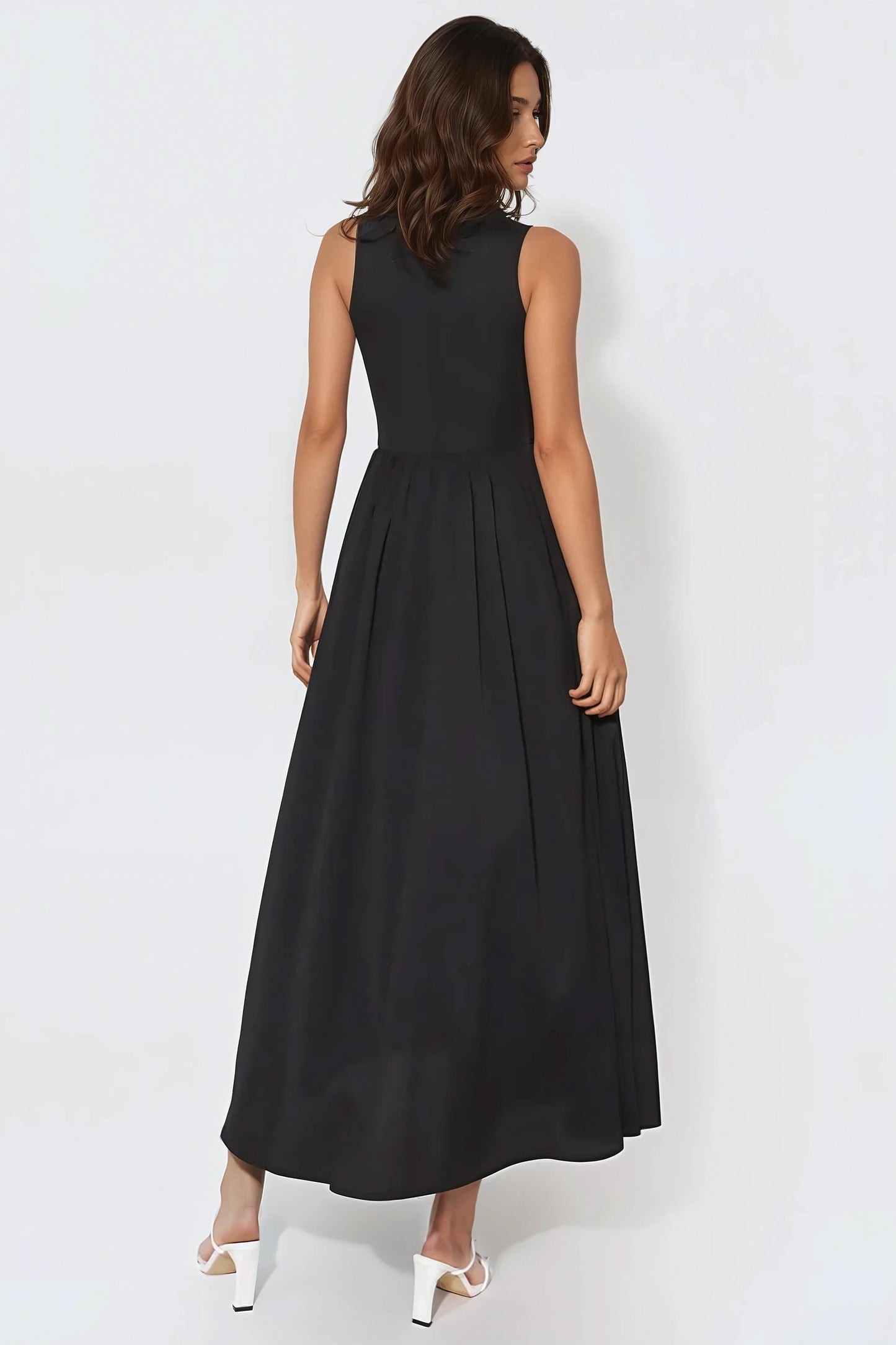 Sleeveless Flowy Maxi Dress - Black