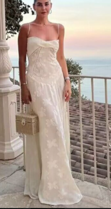 Floral Maxi Dress with Back Lace-Up - White