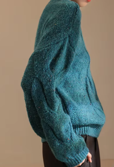 Cable-Knit Oversized Sweater - Blue