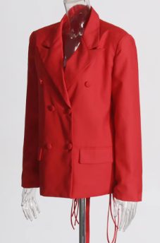 Open-Back Embellished Blazer with Cut-Out Detailing - Red
